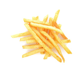 a pile of french fries isolated on white