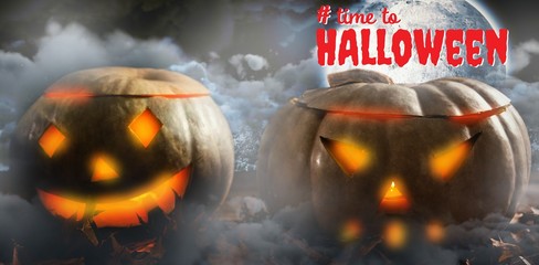 Composite image of digital composite image of time to halloween
