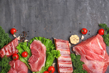 Different types of meat on table