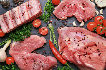 Different types of meat on table