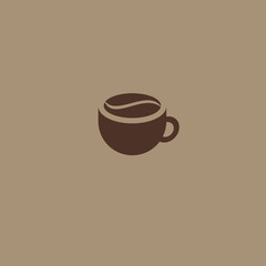 Coffee flat icon. Cup icon. Coffee icon. Cup of coffee and coffee grain.