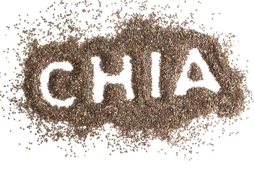 Rolgordijnen Word CHIA made of seeds on white background © Africa Studio