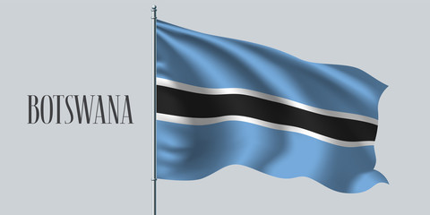 Botswana waving flag on flagpole vector illustration