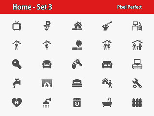 Home Icons. Professional, pixel perfect icons optimized for both large and small resolutions. EPS 8 format.