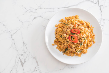 spicy fried rice with pork and basil