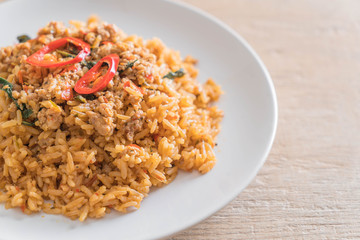 spicy fried rice with pork and basil