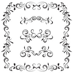 vector illustration set of border calligraphic and dividers decorative
