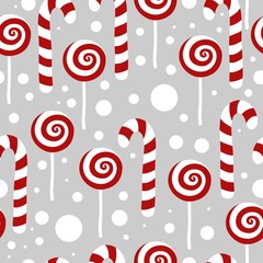 Materiał do szycia Candy seamless christmas pattern. Vector winter holidays print for textile, wallpaper, fabric.