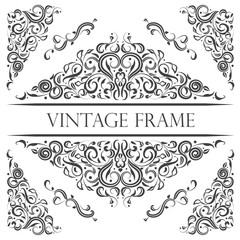 vector illustration of calligraphic elements decorative vintage frame border