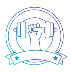 hand human with weight lifting isolated icon