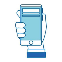 hand user with smartphone isolated icon