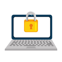 laptop computer with padlock