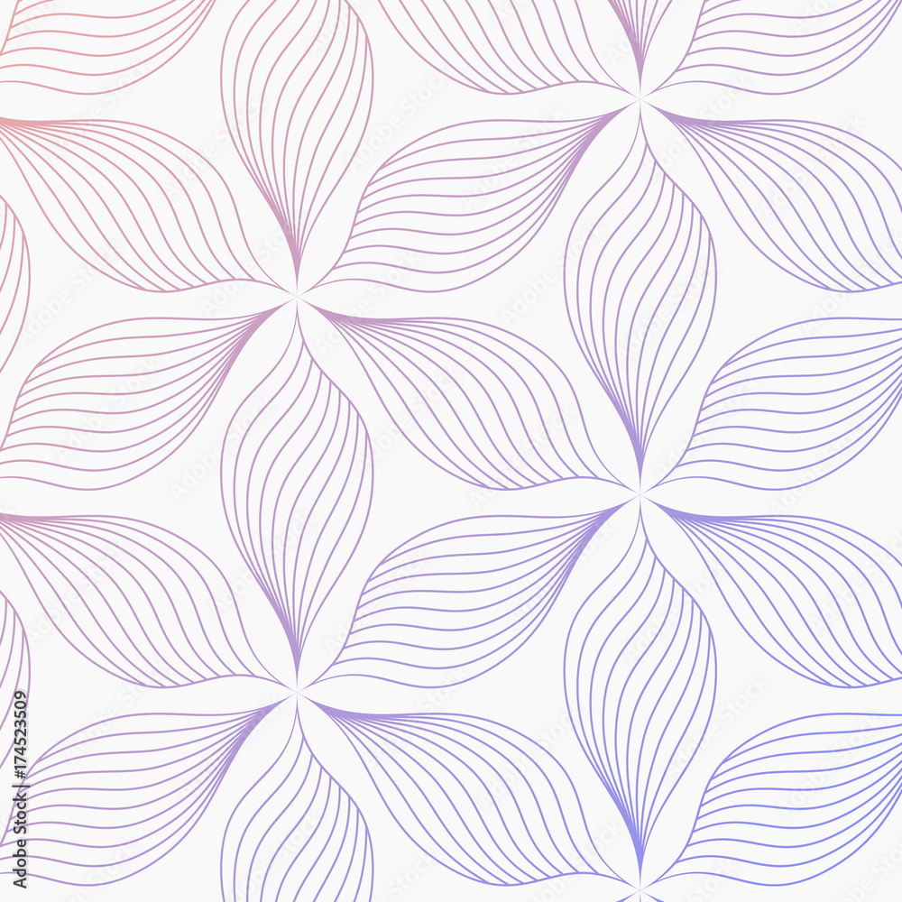 Wall mural abstract linear petal flower. vector pattern.pattern is on swatches panel