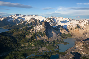 Naklejka na ściany i meble Beautiful aerial view of the Canadian Landscape in the famous location, Garibaldi Provincial Park. Located near Squamish and Whistler, North of Vancouver, British Columbia, Canada. 