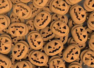 Fototapeta premium 3d rendering. halloween pumpkin cookies on the floor