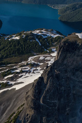 Beautiful aerial view of the Canadian Landscape in the famous location, Garibaldi Provincial Park. Located near Squamish and Whistler, North of Vancouver, British Columbia, Canada.
