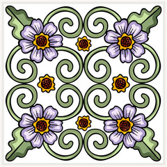 Fototapeta na wymiar Seamless ornate flower tile 