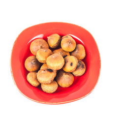 Chestnuts food on dish from rain forest