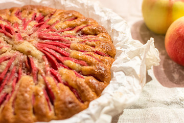Sweet homemade apple cacke, perfect for a healthy breakfast or as a dessert. Italian recipe.