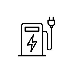 thin line electric car charge station icon