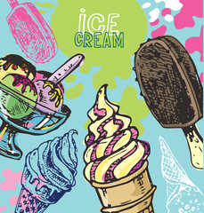 Hand drawn doodle ice cream illustration. Ice cream is always a good idea.