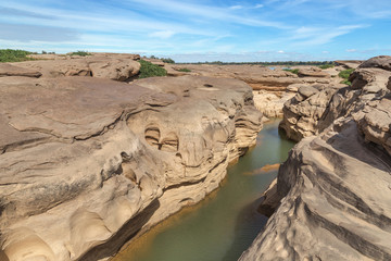 view of  Canyon at Hat chom dao  in Ubon Ratchathani Thailand with blue sky background