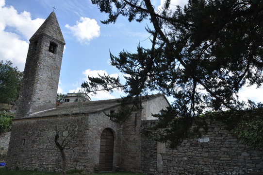 old Romanic church in Ruta, Camogli, Genova province, Liguria, Italy