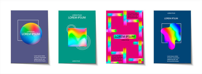 Trendy template set with futuristic modern neon shapes for poster, cover, card, broshure, banner.