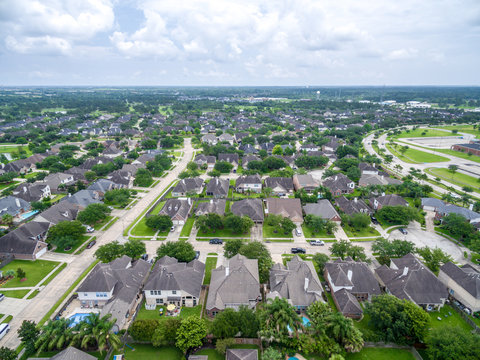 Aerial View Of A Suburban Neighborhood 