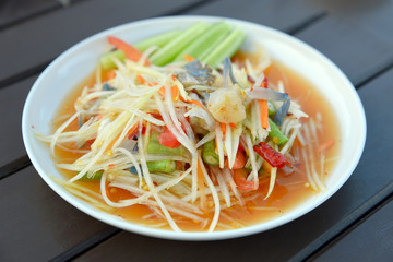 Papaya salad with blue crab.