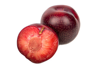Red plum with half
