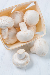 Fresh raw champignon mushrooms