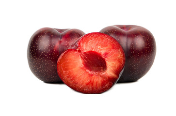 Red plum with half
