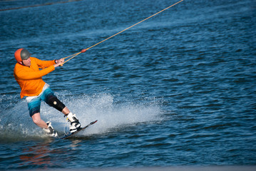 Wakeboarder with focused face
