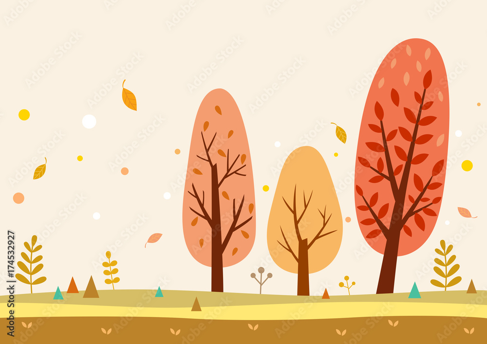 Poster Autumn trees landscape