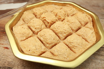 turkish tahini halva in an iron pot