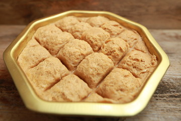 turkish tahini halva in an iron pot