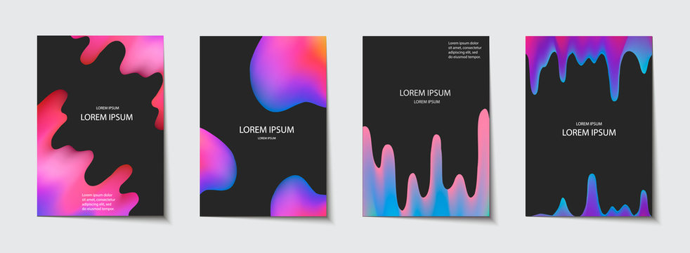 Trendy template set with futuristic modern neon shapes for poster, cover, card, broshure, banner.