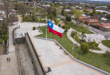 Bandera de Chile en parque O´Higgins, Chillán