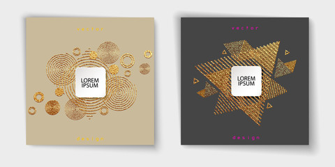 Abstract gold glitter geometric vector background. © zuckerman