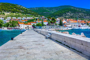 Bol town Mediterranean summertime. / Scenic mediterranean view at Bol town, famous luxury travel resort in Croatia, Island Brac.