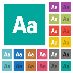Font size square flat multi colored icons