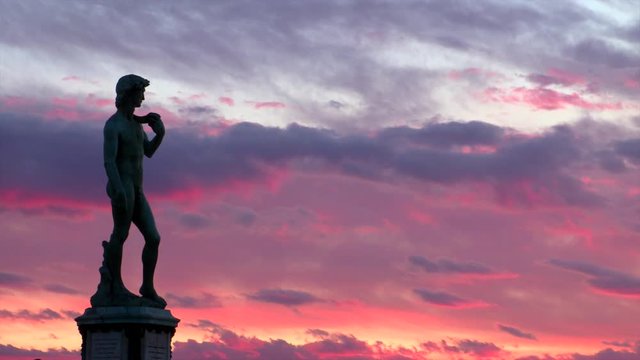 Michelangelo's David at dusk, Florence, Tuscany, Italy