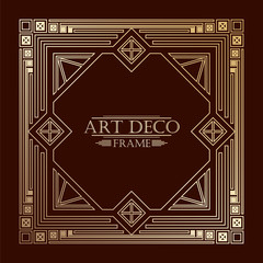Vintage retro art deco frame with text and golden gradient. Template for design. Vector illustration eps 10