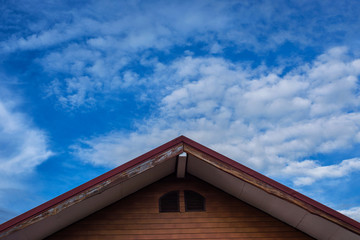 Beautiful of blue sky over the roof