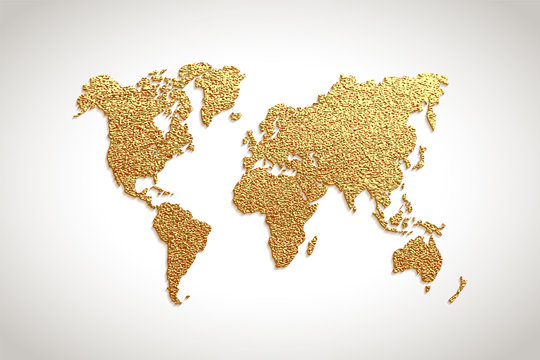 Creative gold map of the world. Vector illustration. .