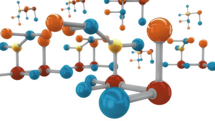 Obraz premium Structure 3d connection, particles and light background