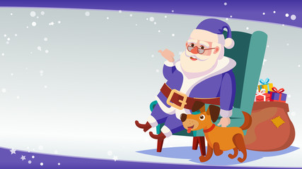 Big Christmas Sale Banner Template With Happy Santa Claus Vector. Sale Background Illustration. For Web, Flyer, Xmas Card, Advertising.