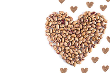 healthy beans forming heart shape isolated on white background