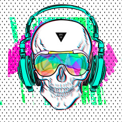 Print skull pop art style. Vector illustration EPS10. Design a poster for a t-shirt. - 174538335